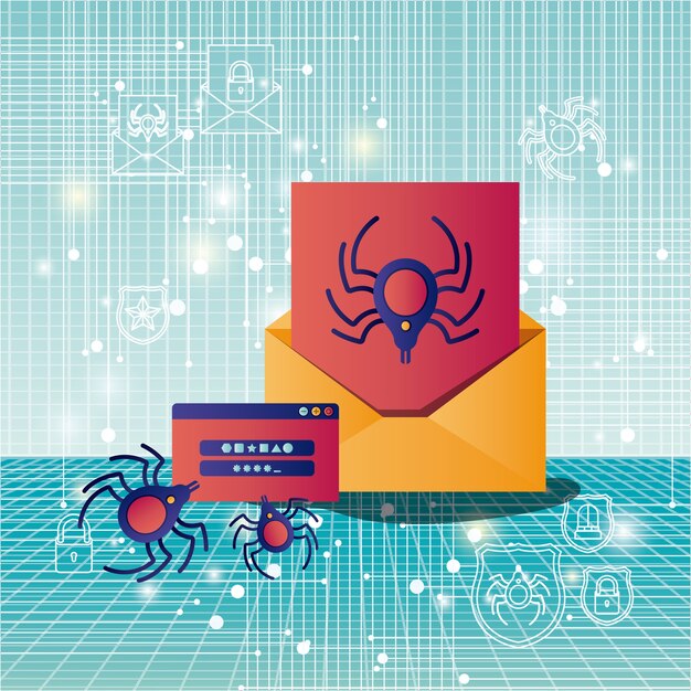 A graphic depicting various cyber threats targeting financial data, including phishing emails, malware symbols, and hacking attempts on bank servers, visualized with digital icons and network connections.