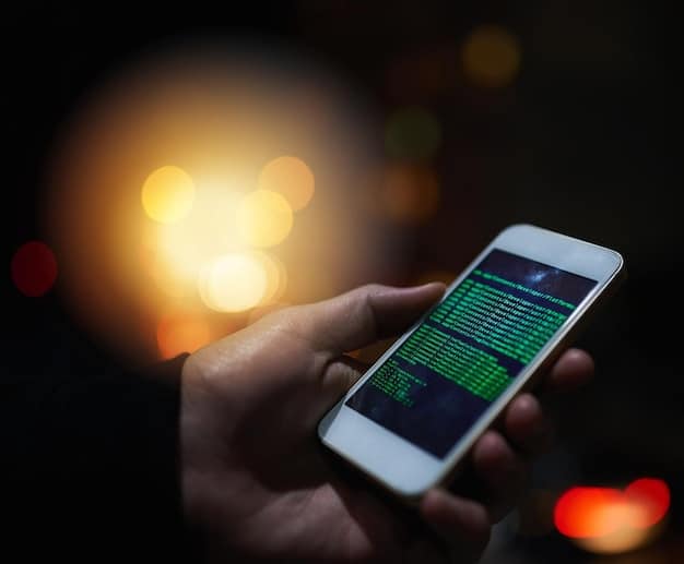 A close up of a smartphone displaying a fake banking app login screen, with blurred sensitive data fields, emphasizing the danger of phishing attacks.