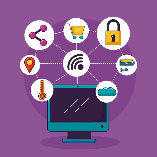 A visual guide showing steps to secure IoT devices. Each step includes an icon, such as updating firmware, changing passwords, enabling encryption, and using a firewall.