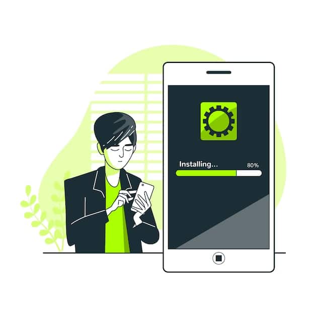 A close-up of an Android phone screen showing a fake app installation prompt, with the user about to click 