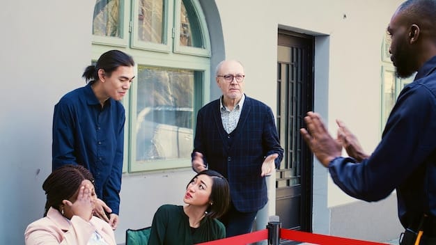 An image depicting a diverse group of community members meeting with law enforcement representatives. The setting is a town hall, and the participants appear to be engaged in a discussion about data privacy and security. The atmosphere is collaborative and transparent.