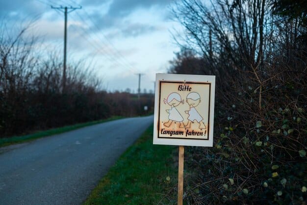 A sign in a suburban neighborhood that reads 