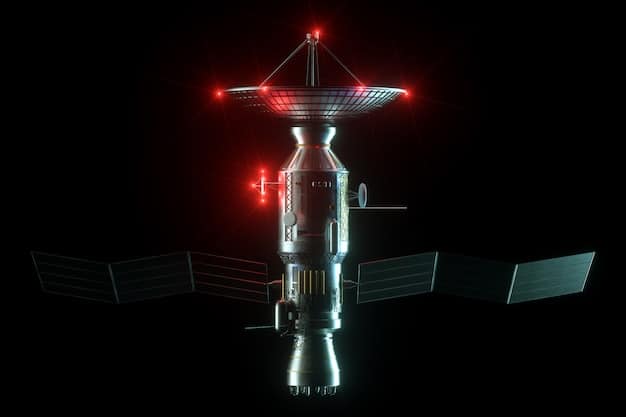 A digital rendering of a satellite intercepting a missile in space, illustrating the Space Force's defensive capabilities and technological advancements.