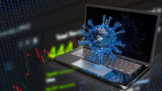 A visualization of a computer network analyzing real-time data streams to detect and track the spread of a simulated infectious disease outbreak.