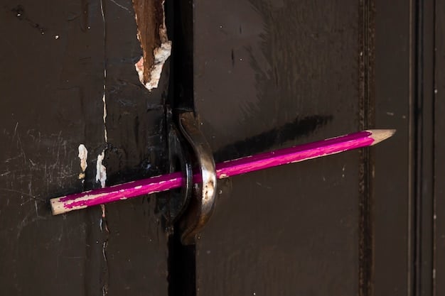A close-up shot of a reinforced door frame with a visible, heavy-duty strike plate and long screws. The image should highlight the strength and durability of the security upgrades.