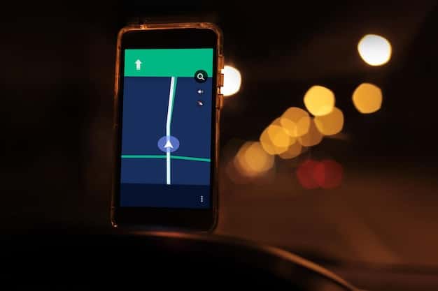 A map app on a smartphone showing a brightly colored and well-lit route highlighted. The route avoids dark areas, and there are frequent streetlights marked along it.