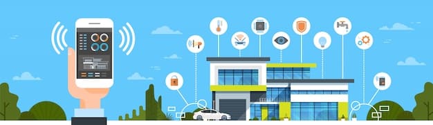 A graphic illustrating interconnected IoT devices in a smart city, including smart streetlights, security cameras, and environmental sensors, all contributing to a comprehensive crime prevention network.